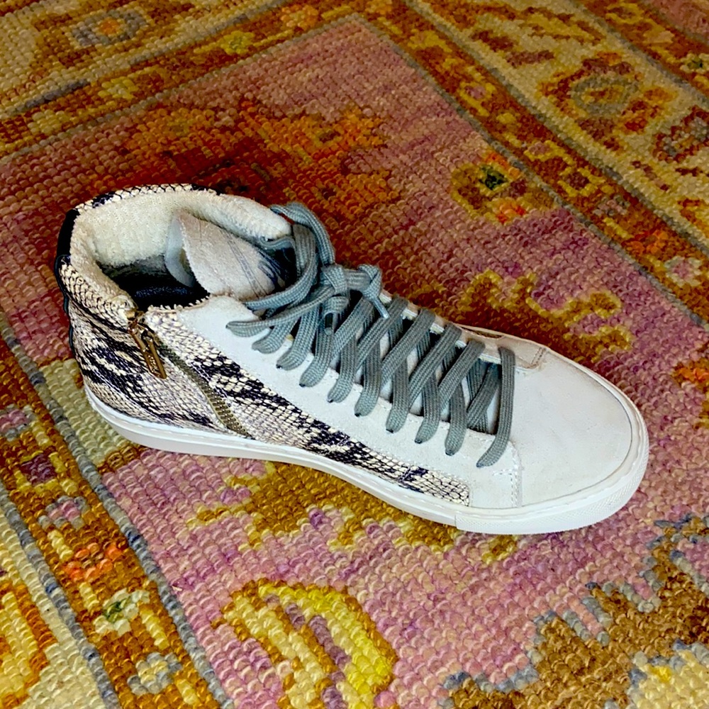 P448 high top women’s snakeskin sneaker